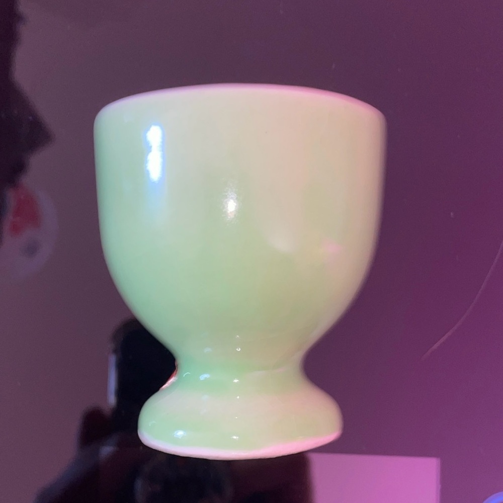 Vintage Le Creuset Porcelain Egg Cup in Jade Green from Japan